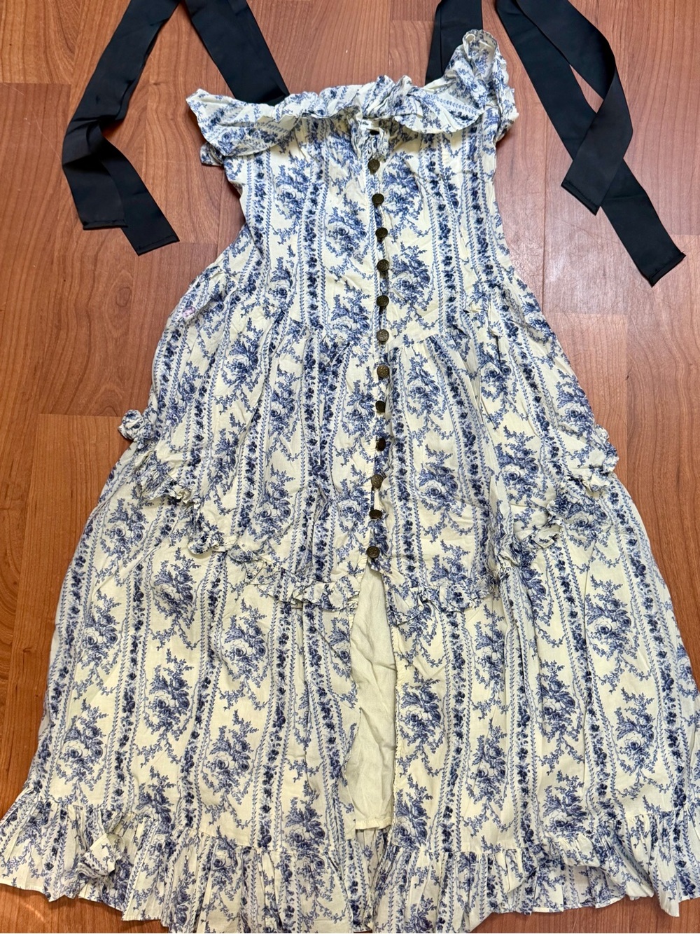 Urban Outfitters Blue Floral Ruffle Tiered Dress